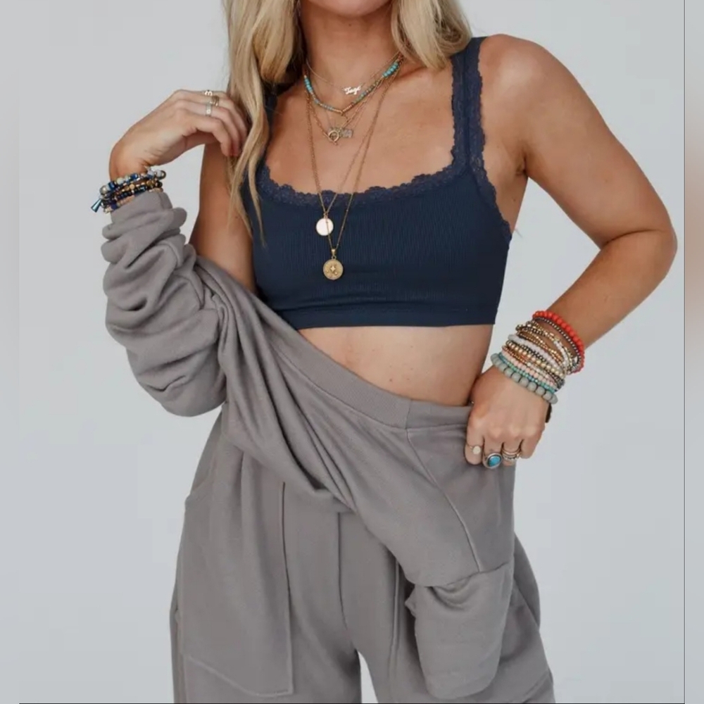 Lace Around Bralette- Blue Grey